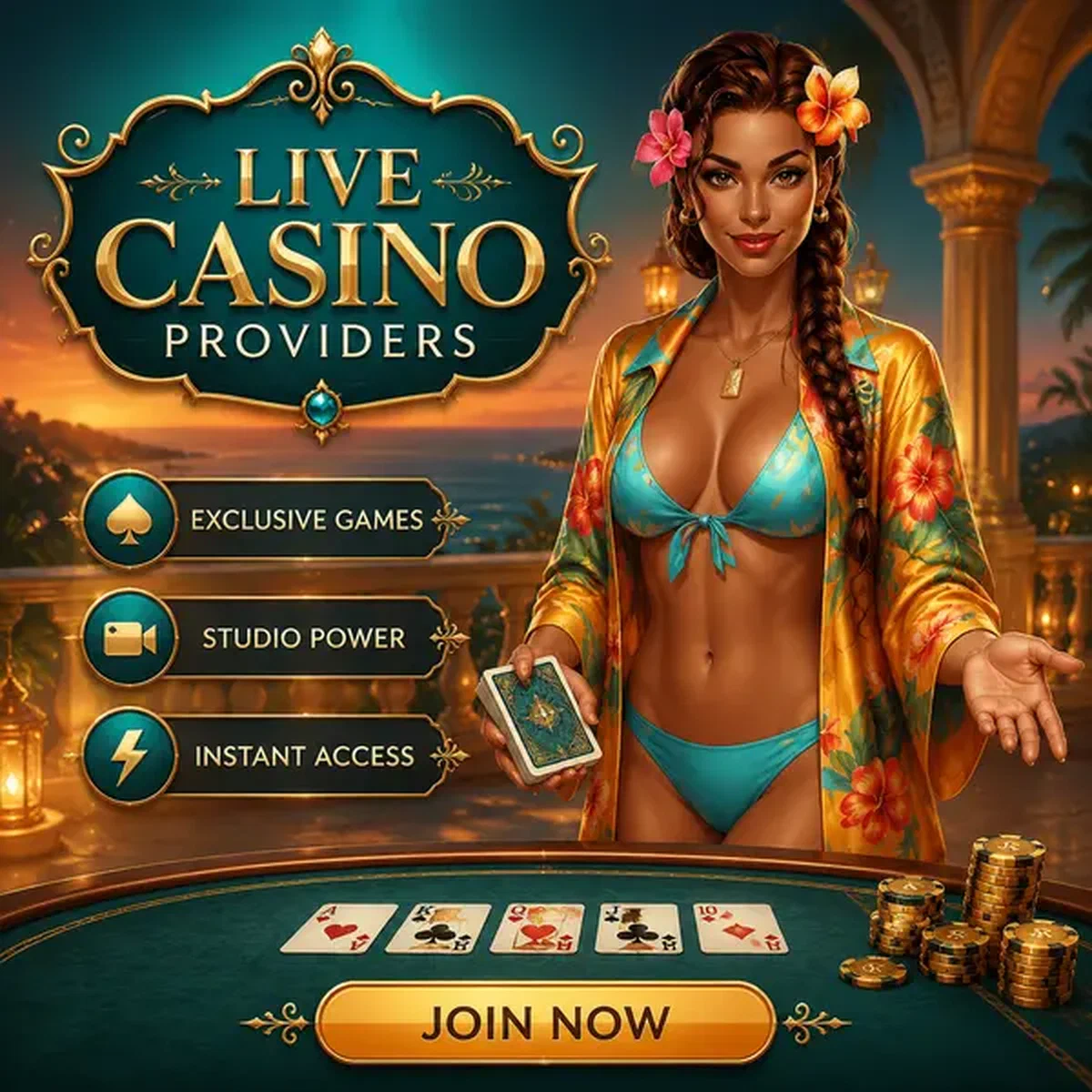 Live-Dealer präsentiert elegantes Kartendeck an Live Casino Provider Architecture - Evolution, Pragmatic Play Live und Studio Mix-Tischen